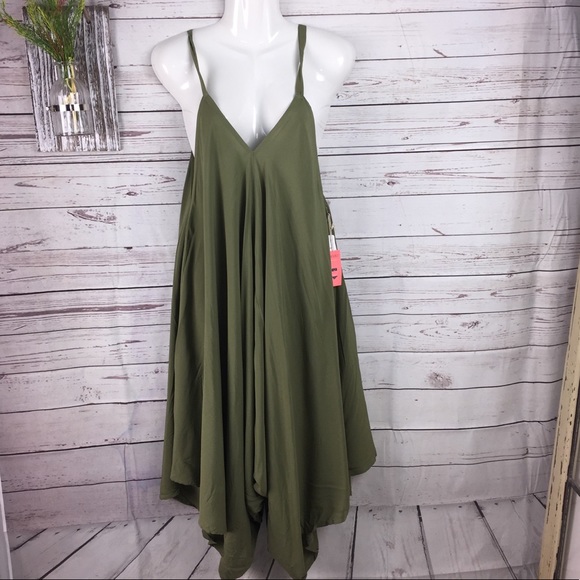 Forever 21 Pants - Forever 21 army green harem romper/cover up S